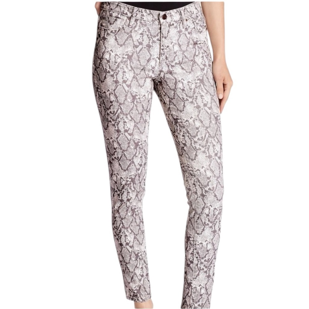 ELLA MOSS Snakeskin Cotton Skinny Ankle Pants in Gray / Cream Size 25